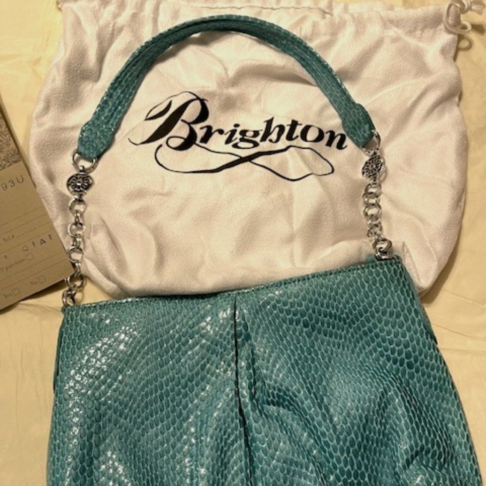 Brighton aqua crocodile bag